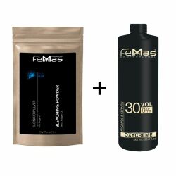 FemMas Blondierpulver mit Arganöl 500g + Oxycreme 1L 9%