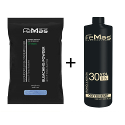 FemMas Blondierpulver mit Arganöl 500g + Oxycreme 1L 9%