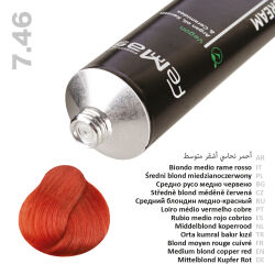 FemMas Hair Color Cream 100ml Haarfarbe Mittelblond Kupfer Rot 7.46